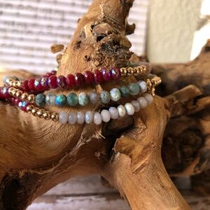 Elegant Multi-Color Beaded Stretchy Bracelet Set of 3